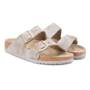 birkenstock arizona washed metallic blue silver